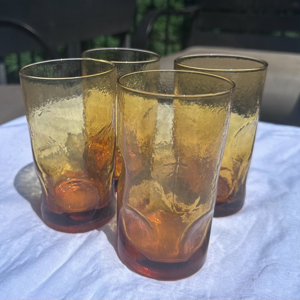 Blenko Imitation Dimple Set Of 4 Tumblers Water Glasses